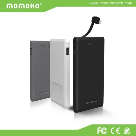 Full Capacity Thin Power Bank with Built-in Micro USB Cable