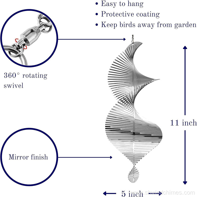 Silver Helix Wind Spinner Metal Garden Spinners