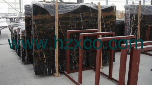 Black Portoro Marble Slab for Flooring and Wall Decoration