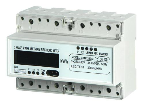 Trilho DIN montagem três fase eletrônico taxa de Multi medidor de quilowatt (comunicação RS485/Modbus/infravermelho)