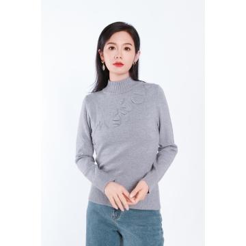 Standing Collar Long Sleeve Woolen Blouse