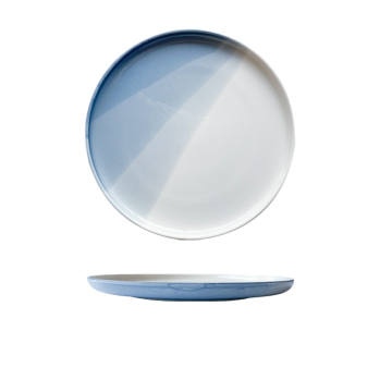 factory supplier dessert plate round plate porcelain tray white and blue  charger plate ceramics dishes  for restaurant