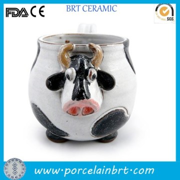 Handmade pottery cow face painting custom coffee mug