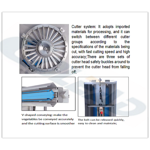 Industrielle Schneidemaschine für Tomaten, Zwiebeln, Kürbis