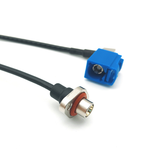 Angled Fakra Female to Waterproof SMB Female Cable