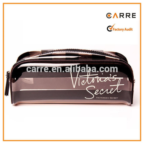 transparent stripe PVC makeup pouch bag clear