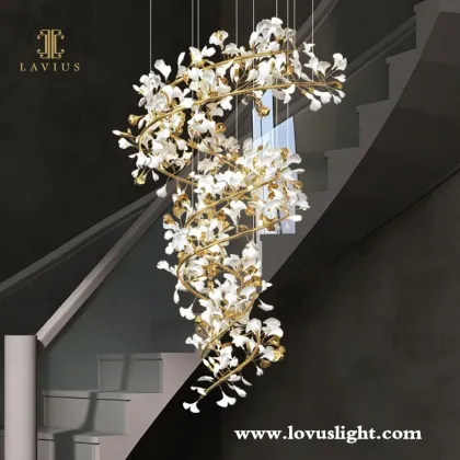 Modern light luxury osmanthus-shaped chandelier decorative ceiling chandelier hotel villa shopping mall multi-purpose