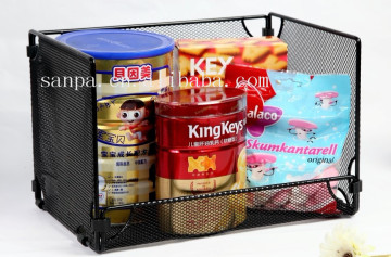 High Quality Iron Metal Mesh Black Office Desk Organizer Stationery Storage Basket/Home Sundry Storage