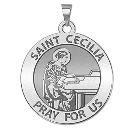 Saint Cecilia Religious Silver Grand Piano Medal