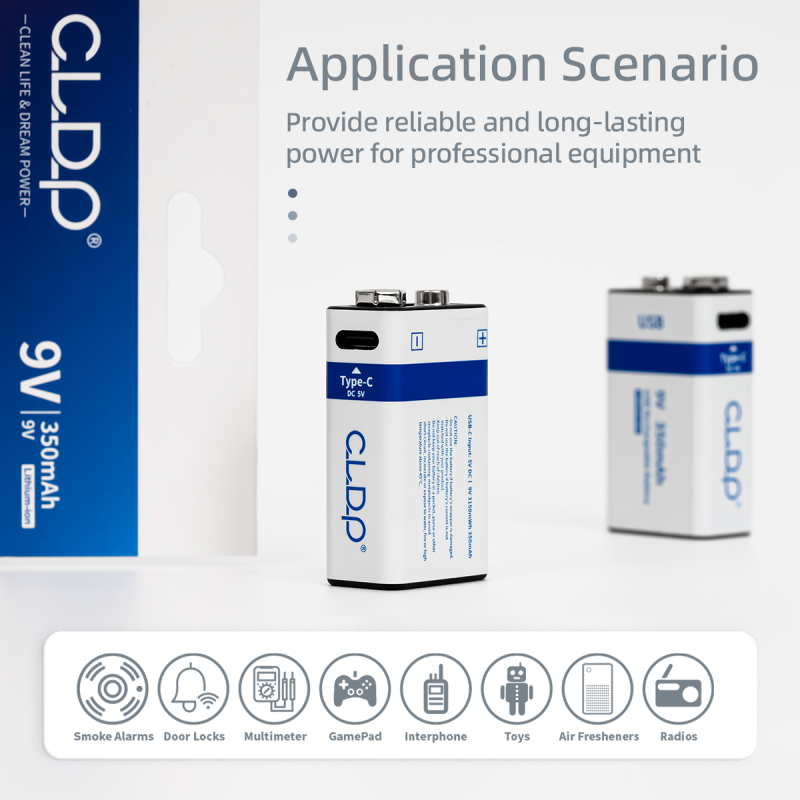 9V Lithium USB rechargeable battery