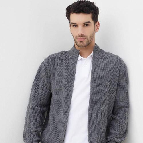 Herrenklassiker Mode Waffel Langarmpullover Top