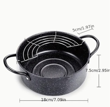 Professional Stainless Steel Non-Stick Tempura Deep Fryer Pan with Oil Drip Rack for Kitchen Use on Gas Stove
