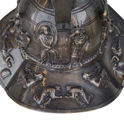 Roman Bronze Helmet Sculpture Patina and Stand Display