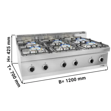 Hot Sale Cooktop Kitchen Built in 1200cm Temperred Glass 6 Burner Gas Stove