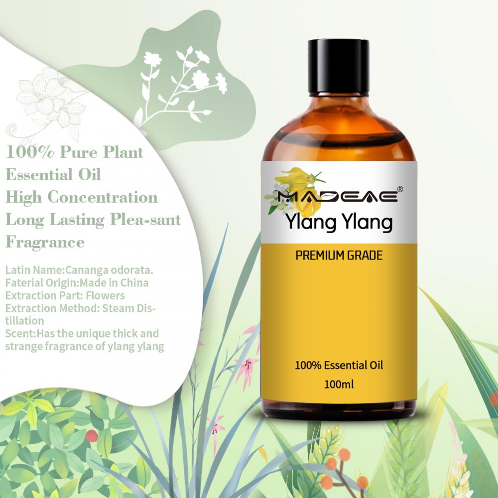 Aceite esencial de fragancia característica por destilación de flores frescas Aceite de ylang orgánico extraído