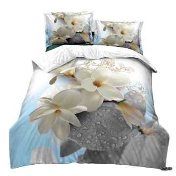 Flower Printed Rose 3D 5D Bedding Set 120gsm 3pcs 6pcs Comforter Sheet