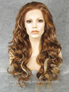 Top sell beauty Highlight two tone color hair synthetic Lace front wig