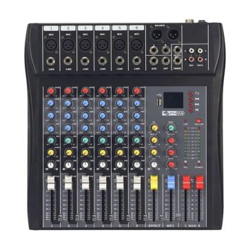 6-Channel USB Audio Mixer for Home Music & Karaoke DJ Use