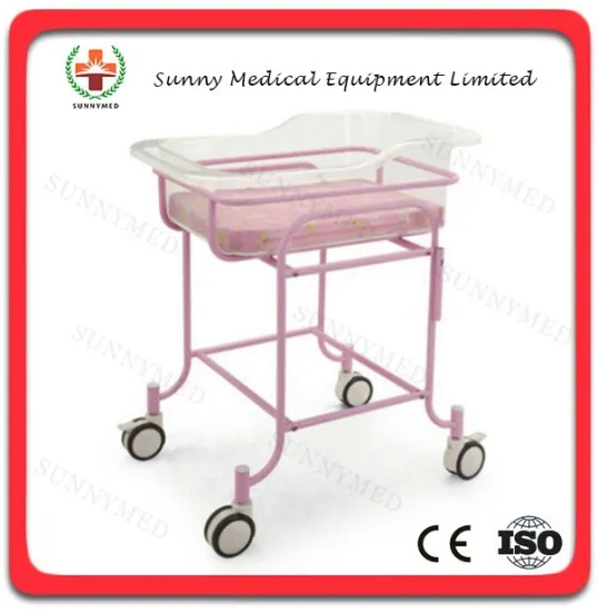 SY-R034 Hot sale Pink Stainless Steel Hospital simple Baby Bed infant bed