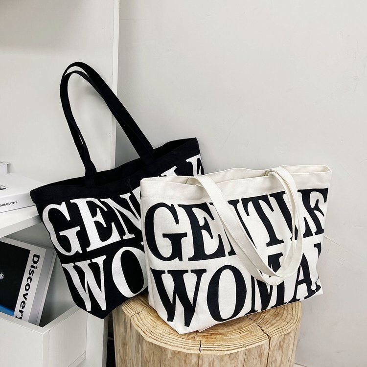 Custom Printed Logo Gentle Woman Canvas Bag