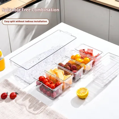 Transparent Plastic Multi-Grid Preservation Box with Detachable Ice Storage