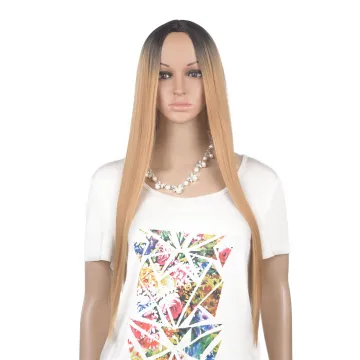 Long Straight Synthetic Wigs with Middle Parting For Women Ombre Color Synthetic Fiber Wigs 30 inches Factory Whole Price