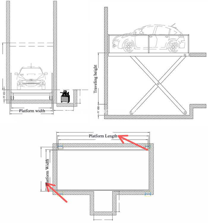 home garage car parking scissor lift