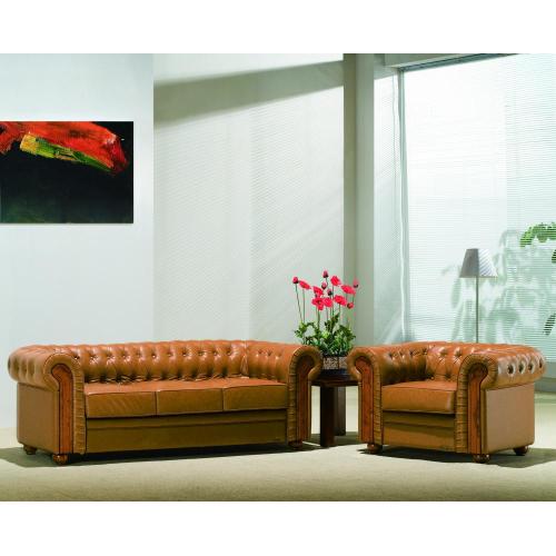 Furniture Leather Office Sofa Set - Brown
