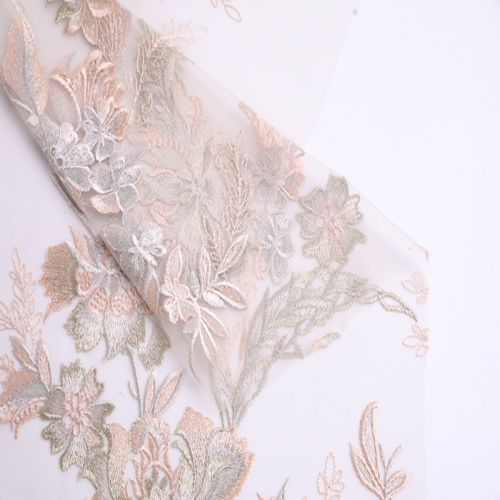 Multicolor Flower Embroidery On Nylon Korea Mesh