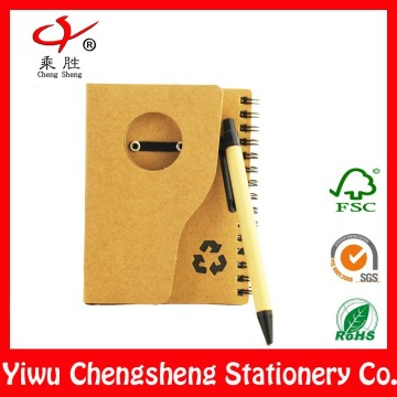 a6 kraft recycled notebook with pen
