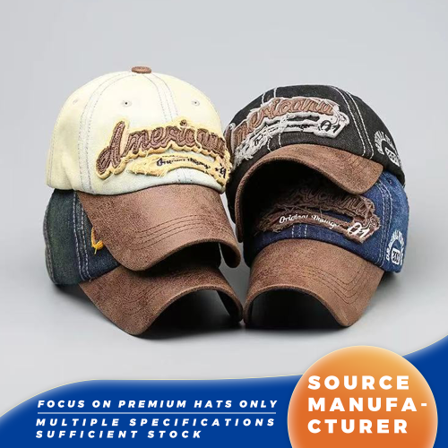 Topi Baseball Americana Vintage Patch Dicuci
