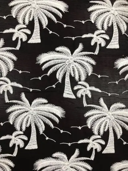 Coconut Tree Design Chiffon Embroider Fabric