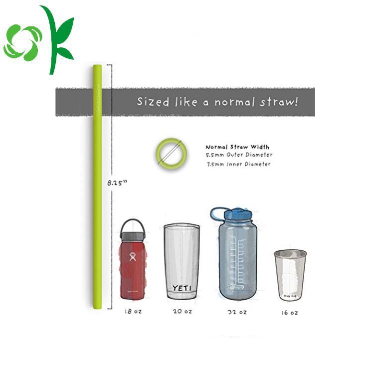 Embossed Logo FDA Silicone Straw for Bar Accessories