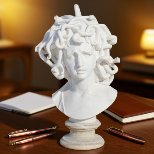 Sculptural White Marble Bust |Artisan Hair Detailing​