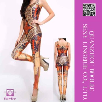 2015 Best selling low price hot Printing Catsuit Costume Womens Halloween Catsuit Costume