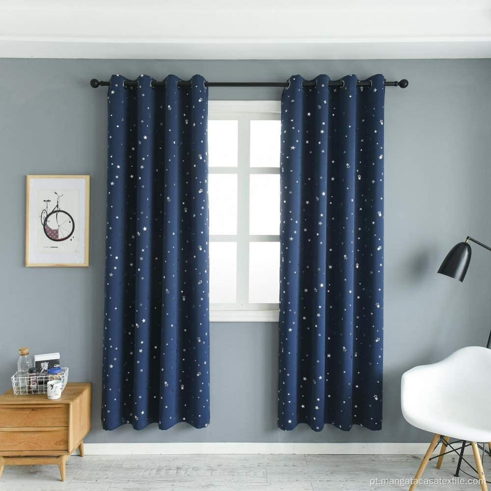 Cortinas de estrela romântica azul azul marinho