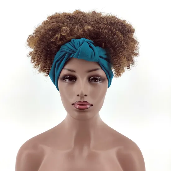 Aishili wholesale cheap short brown hair kinky afro deep curly synthetic headband wigs for women