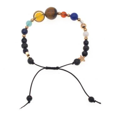 Cosmic Galaxy Solar System Eight Planets Bracelets Guardian Stars Natural Stone Beads 7 chakra Handmade Braided Rope Men Women