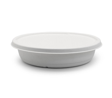 2000 ml Freezer Safe Wholesale Take Out Sugarcane Biodegradable Eco Friendly Round Kitchen Basin with Lid