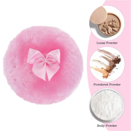 Custom Large Pink Velvet Makeup Puff for Face and Body Powder