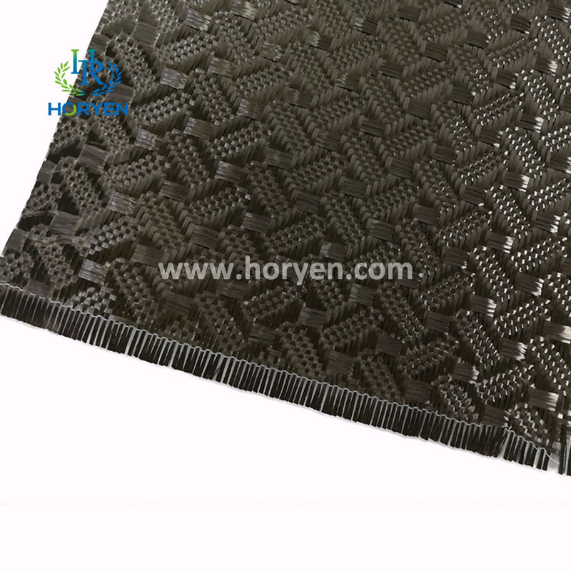 Tissu de fibre de carbone Jacquard en fibre de carbone Jacquard 3K noir 3K