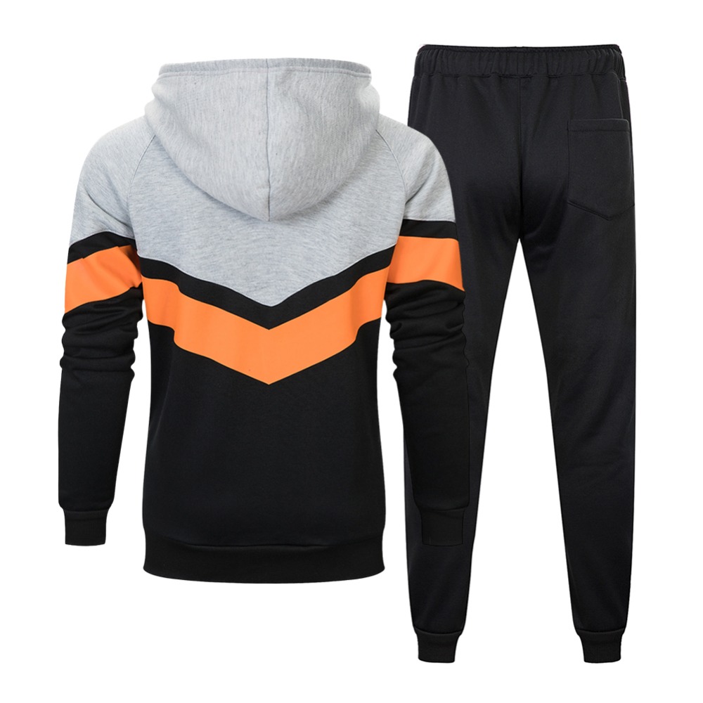 Autumn Winter Men Hoodies Set 2020 New Fashion Male Casual Solid Tracksuit Zipper Outwear 2 Pieces Hooded Jacket+Pants Sets Men