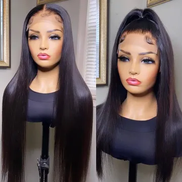 Natural 1b Color Brazilian Human Hair Lace Front Wig 360 Straight Wave Virgin Hair Cuticle Aligned 360 Lace Frontal Wig