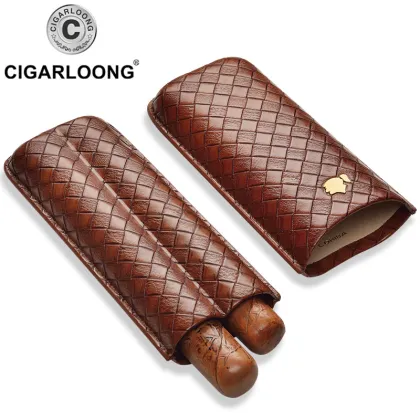 COHIBA cigar case holds 2 cigars travel portable humidor cigar case leather CD-1016