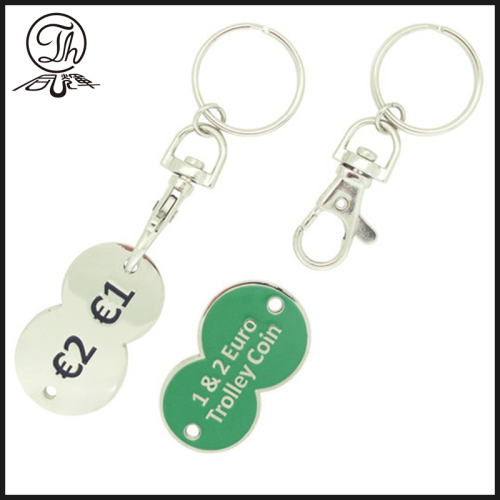 Supermarket Euro token coin metal keychains online