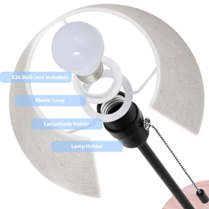 Wood & Metal Base Lamps with Neutral Shade