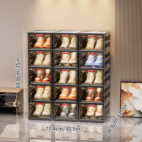 Elegant Retro Black Shoe Cabinet with Foldable Design