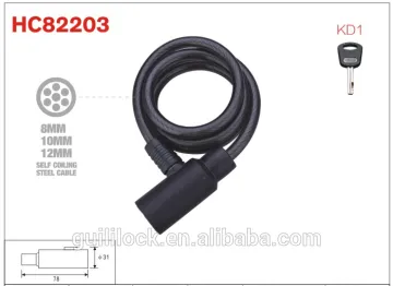 HC82203 coiled cable 1.2m Spiral Lock for Bicycle
