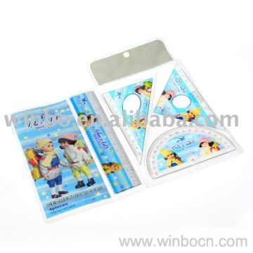 Plastic cartoon ruler set with PVC bag packing