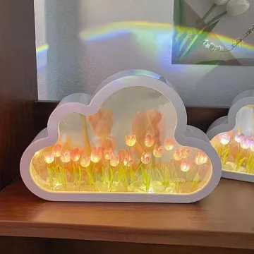 Wholesale LED Tulip Cloud Mirror Creative Night Light - DIY Valentine's Day Gift